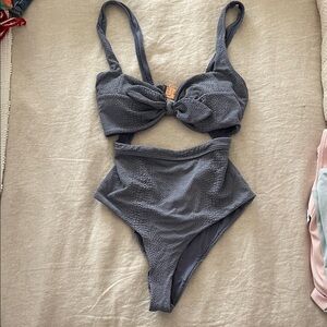 Textured Gray/Purple Bikini Set